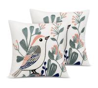 HonorHut Pack of 2 Decorative Throw Pillow Covers 45×45 cm Birds Embroidered Cushion Cover Living Room Bedroom Decor