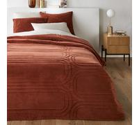 Honorine Cotton Velvet Quilted Bedspread terracotta
