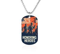Honoring Heroes Dog Tag Necklace Stainless Steel Plated Pendant Memorial Jewelry Gift for Men Women
