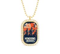Honoring Heroes Pendant Necklace Fashion Jewelry Square Pendant with White Drill Border One Size
