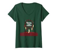 Honoring Lost Children Dreamcatcher Indigenous Memorial V-Neck T-Shirt, Women, Forest Green, XL