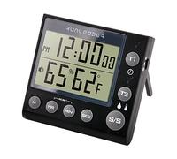 HonorMeet Digital Dual Kitchen Timer,Count down/up Tracking,Daily Humidity & Temp Display,Buzzer Reminder,Memory Storage for Cooking Baking Reading Meeting Daily Workout Personal Care. (Black)