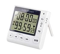 HonorMeet Digital KitchenTimer with Dual Channels,Count-down & Stopwatch Record,Buzzer Alarm,Use Memory Storage for Cooking Baking Reading Meeting Daily Workout Personal Care. (White)