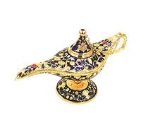 Honoro Vintage Legend Aladdin Magic Genie Lamp - Metal Carved Wishing Light for Home Wedding Party Tabletop Decoration Delicate Gift,Large Dark Blue