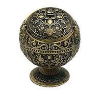 Honoro Vintage Windproof Ashtray with Lid,Metal Decorative Cigarettes Ashtray for Outdoor Indoor,Unique Tabletop Ashtray for Home Hotel,Nice Gift,Rose Bronze
