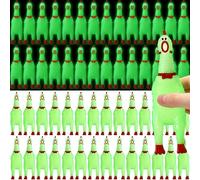 Honoson 100 Pcs Glow in The Dark Rubber Chicken 6.5 Inch Luminous Screaming Glowing Novelty Squeaky Chicken Prank Novelty Toy Party Favors for Adults, Family Games (Green)