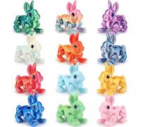 Honoson 12 Pcs 3D Printed Animal Fidget 3D Mini Animal Flexible Cute Articulated Small Stress Pet Relief Fidget for Adult Party Favors Home Display(5-7cm,Rabbit)