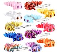 Honoson 12 Pcs 3D Printed Axolotl Keychains Bulk 3D Printed Small Animal Keychains Flexible Cute Articulating Pet Stress Relief for Play and Display