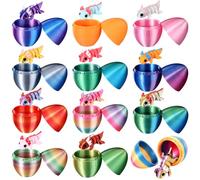 Honoson 12 Set Easter Eggs with 3D Printed Animals Easter Basket Stuffers 3D Printed Dragon Eggs with Flexible Mini Animal Stress Relief Desk Pets for Party Favor Home Decor(Colorful-Axolotl)