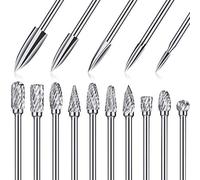 Honoson 15 Pieces Wood Carving and Engraving Drill Bit Double Cut Rotary Burr Carbide Woodworking Drill Bits Set for DIY Woodworking, Drilling, Engraving, Polishing Supplies