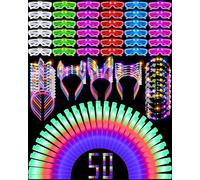 Honoson 150 Pcs Glow in the Dark Party Supplies, Light up Glasses Glow Sticks LED Headbands for Neon Party Favors Hora Loca Christmas (Classic)