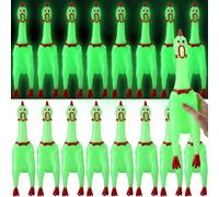 Honoson 16 Pcs Glow in The Dark Rubber Chicken Toy Luminous Screaming Chickens Squeaky Toy Fluorescent Novelty Prank Gag Gift for Adults Party Favors Games (15.75 Inches)