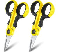 Honoson 2 Pcs 5.7" Fishing Scissors Braided Line Cutters Fishing Heavy Duty 3cr13 Non Slip Serrated Edge Scissors Saltwater Freshwater Braid Multi Function Snips for Trimming (Yellow Black)