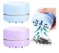 Honoson 2 Pcs Diamond Painting Tool Drill Quicker Picker for Spilled Diamonds 5d Painting Accessories Vacuum Cleaner Mini Table Desktop Sweeper Organizer Clean Art Beads Crumb(Blue, Purple)