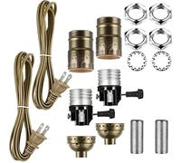 Honoson 2 Sets Lamp Repair Kit Table Rewire Lamp Parts with 3 Way Socket Matching Cord and Essential Hardware Wiring Kit for Table Floor DIY Design Repair Light Do It Yourself(Bronze)
