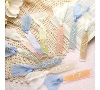 Honoson 20 Pcs Acrylic Christian Bookmarks for Women Clear Acrylic Bible Bookmarks with Chiffon Ribbon Handmade Religion Journal Accessory for Reading Lovers Church Events Back to School Presents