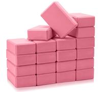 Honoson 20 Pcs Yoga Blocks Bulk 9''x6''x3'' High Density EVA Foam Blocks for Exercise Pilates Meditation, Lightweight Non-slip Surface, Improve Strength Balance Flexibility(Pink)