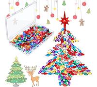Honoson 206 Pieces Ceramic Christmas Tree Lights Set Including 200 Pieces Christmas Light Replacement Bulbs Light up Twist 5 Pieces Star with Mini Storage Box for Xmas Tree