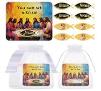 Honoson 24 Packs Jesus Fish Christian Lapel Pin Religious Jesus Fish Enamel Pins with Card for Christian Theme Sunday School VBS Church Gatherings Bible Study Groups Supply