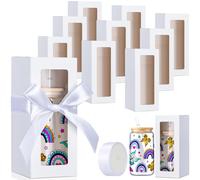 Honoson 24 Pcs Gift Boxes with Ribbon for Sublimation Glass Exhibition Boxes Transparent Gift Box for 12oz 16oz 20oz Drinking Glasses Jars Sublimation Glass Can Blanks Tumbler Gift Box (White)