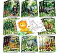 Honoson 24 Pcs Kids Coloring Books Animals Truck Coloring Books Bulk Jungle Animals Party Favors Mini DIY Art Drawing Pages for Birthday Gifts Classroom Jungle Party Supplies(Realistic Style)