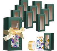 Honoson 24 Pcs Tumbler Gift Box with Ribbon for Sublimation Glass Exhibition Boxes Transparent for 12oz 16oz 20oz Drinking Cup Glasses Jars Mug Can Blanks(Green)