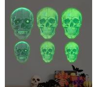 Honoson 24 Pcs Vintage Halloween Cutouts Decoration Nite-glo Skull Cutouts Fluorescent Skull Shaped Die Cut Large Size Glow in The Halloween Decoration for Window Wall Party Bulletin Board Decor