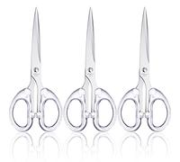 Honoson 3-Piece 6.3 Inch Acrylic Stainless Steel Scissors, Clear Silver, Contemporary Style, Ambidextrous, Multipurpose Craft Scissors for Office, Home, Sewing