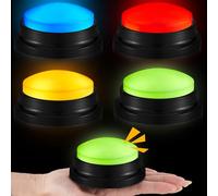 Honoson 4 Pcs Recordable Light up Buzzers for Trivia Games Answer Buzzers for Classroom Sound Buttons Family Game and Nights Back to School Supplies(Classic Color)