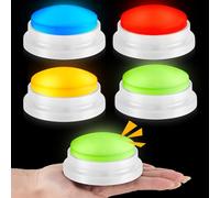 Honoson 4 Pcs Recordable Light up Buzzers for Trivia Games Answer Buzzers for Classroom Sound Buttons Family Game and Nights Back to School Supplies(Classic,Vibrant Color)