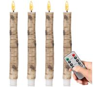 Honoson 4 Pieces Halloween LED Taper Advent Candles Flameless Taper Flickering Candles for Halloween Christmas Advent Rituals Holidays Church, Celebration Home Decor(Light Brown,Branch Style)