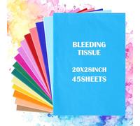 Honoson 45 Sheets Bleeding Tissue Paper 20 x 27.5 Inch Watercolor Bleeding Paper for Art Wet Strength Tissue for DIY Project Scrapbooking Greeting Card Watercolor Collage Art Craft, 15 Assorted Colors