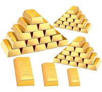Honoson 48 Pcs Gold Bars Fake Gift Box Foil Gold Bar Party Favor Box Paper Golden Treat Box Treasure Brick for Pirate Casino Theme Party Decoration Candy Chocolate, 5.5" x 3.2" 4.7" x 2.3" 3.5" x 1.6"