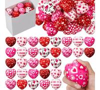 Honoson 48 Pcs Valentine Heart Stress Ball Bulk Relief Heart Shape Stress Ball Squeeze Mini Foam Balls Valentines Day Prizes for Party Favors Gifts Birthday Holiday Office Fillers (2.76 Inch)