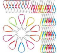Honoson 50 Packs Loop Scissors for Kids 5.5 Inches Grip Self Opening Adaptive Special Needs Mini Scissors Right and Lefty Support for Teens Adults (Colorful)