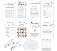Honoson Simple White Baby Shower Games for 50 Guest, 8 Games Include Baby Shower Bingo, Guess Who is Mommy or Daddy, Word Scramble, How Big is Mommys Belly, Pacifier Hunt, Fun and Easy to Play