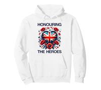 Honouring The Heroes. British Union Jack Flag Heart & Poppy Pullover Hoodie