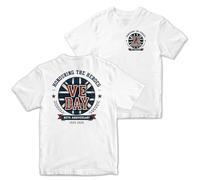 Honouring The Heroes VE Day Kids T Shirt 80th Anniversary Pocket and Back Print Union Jack Design, 12-13 Years, White