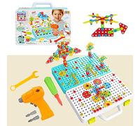 HONPHIER 252PCS Construction Toys Drill Design Puzzle Creative Electric Screwdriver Building Take Apart Blocks Kids Drill Set DIY STEM Educational Set with Storage Box for Kids, Boys and Girls