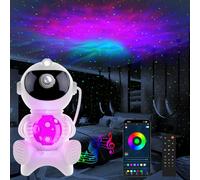HONPHIER Astronaut Galaxy Projector with Speaker 360° Rotation Night Light Space Projector, with Timer and Remote for Adults Kids Bedroom Party (Moon)