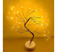 HONPHIER Indoor Table Top Tree Light - 108 LED Warm White Starry Copper String Lamp - USB or Battery Operated Bedside Lamp With Touch Switch - Desk Branch Lights for Decoration