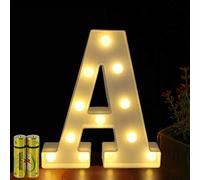 HONPHIER Letter Lights Decorative LED Alphabet Lights Marquee Decoration Light Up Sign Night Light Battery Operated for Birthday Party Wedding Receptions Holiday Bar Home Bedroom Bath Decor (A)
