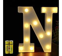 HONPHIER® Letter Lights Decorative LED Alphabet Lights Marquee Decoration Light Up Sign Night Light Battery Operated for Birthday Party Wedding Receptions Holiday Bar Home Bedroom Bath Bar Decor (N)