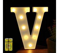 HONPHIER Letter Lights Decorative LED Alphabet Lights Marquee Decoration Light Up Sign Night Light Battery Operated for Birthday Party Wedding Receptions Holiday Bar Home Bedroom Bath Decor (V)