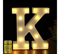 HONPHIER® Letter Lights Decorative LED Alphabet Lights Marquee Decoration Light Up Sign Night Light Battery Operated for Birthday Party Wedding Receptions Holiday Bar Home Bedroom Bath Bar Decor (K)