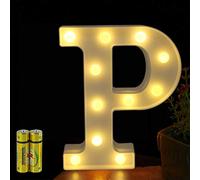 HONPHIER® Letter Lights Decorative LED Alphabet Lights Marquee Decoration Light Up Sign Night Light Battery Operated for Birthday Party Wedding Receptions Holiday Bar Home Bedroom Bath Bar Decor (P)