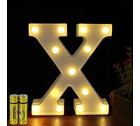 HONPHIER Letter Lights Decorative LED Alphabet Lights Marquee Decoration Light Up Sign Night Light Battery Operated for Birthday Party Wedding Receptions Holiday Bar Home Bedroom Bath Decor (X)