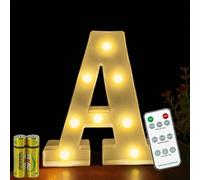 HONPHIER® Letter Lights Decorative LED Alphabet Lights Remote Control Marquee Decoration Light Up Sign Battery Operated for Birthday Party Wedding Receptions Holiday Bar Home Bedroom Bath Decor (A)