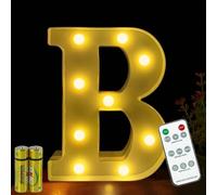 HONPHIER® Letter Lights Decorative LED Alphabet Lights Remote Control Marquee Decoration Light Up Sign Battery Operated for Birthday Party Wedding Receptions Holiday Bar Home Bedroom Bath Decor (B)