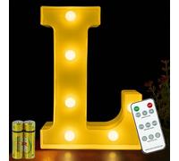 HONPHIER® Letter Lights Decorative LED Alphabet Lights Remote Control Marquee Decoration Light Up Sign Battery Operated for Birthday Party Wedding Receptions Holiday Bar Home Bedroom Bath Decor (L)